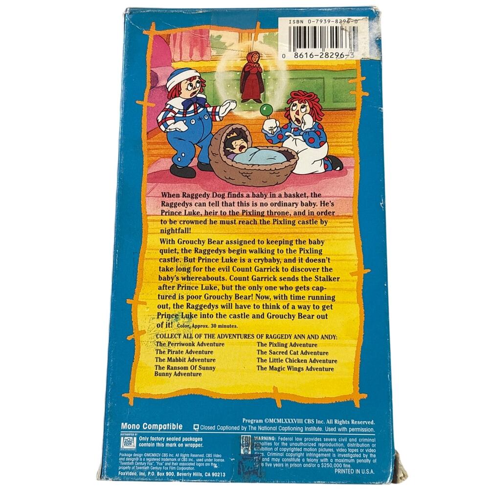 Vtg The Adventures of Raggedy Ann & Andy The Pixling Adventure OOP slipcover - Picture 2 of 4
